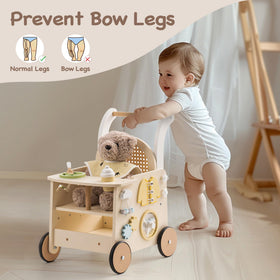 Robotime wooden baby walker imaginative play scene with nurturing activities