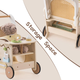 Robotime wooden baby walker in-use with child exploring movement