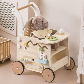 Robotime wooden baby walker storage compartments for tiny toys