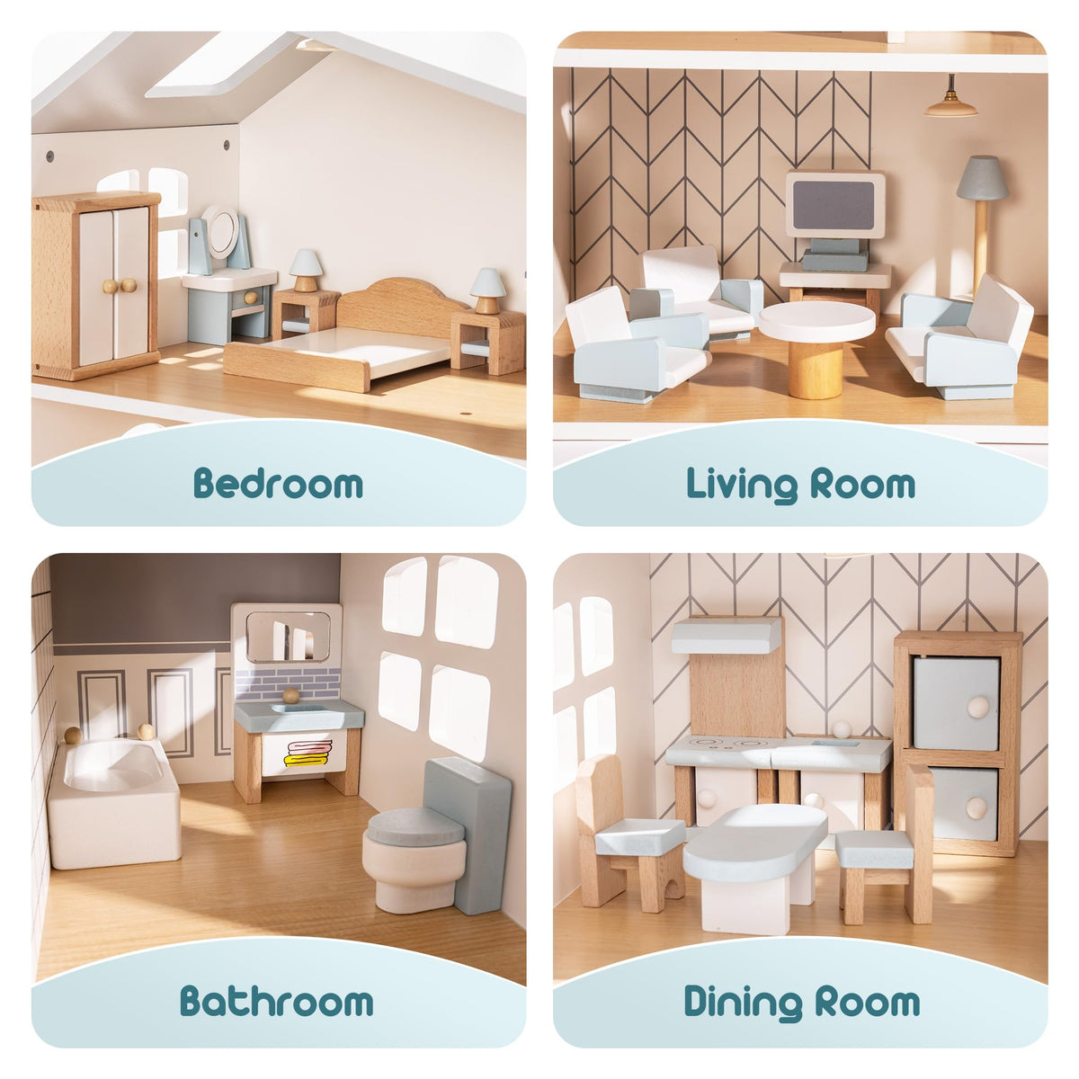 ROBUD bedroom furniture set for dollhouses, creates cozy storytelling scenes.