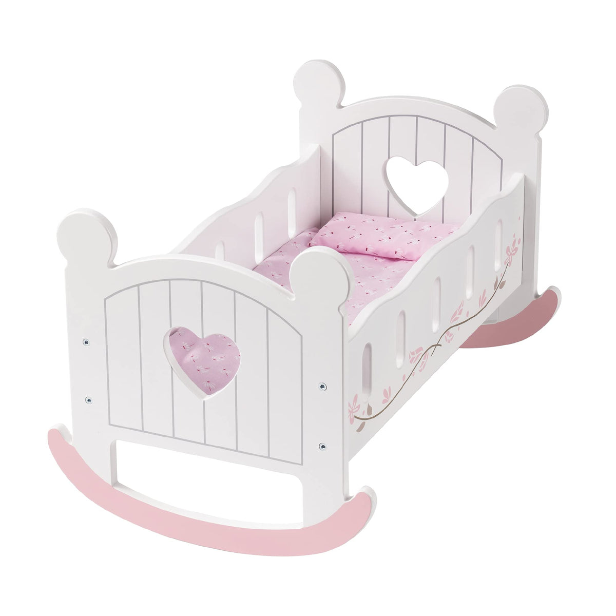 ROBUD doll bed with pillow, sheet, and quilt for cozy storytelling