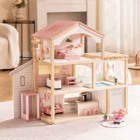 ROBUD dollhouse with six rooms for imaginative play and storytelling