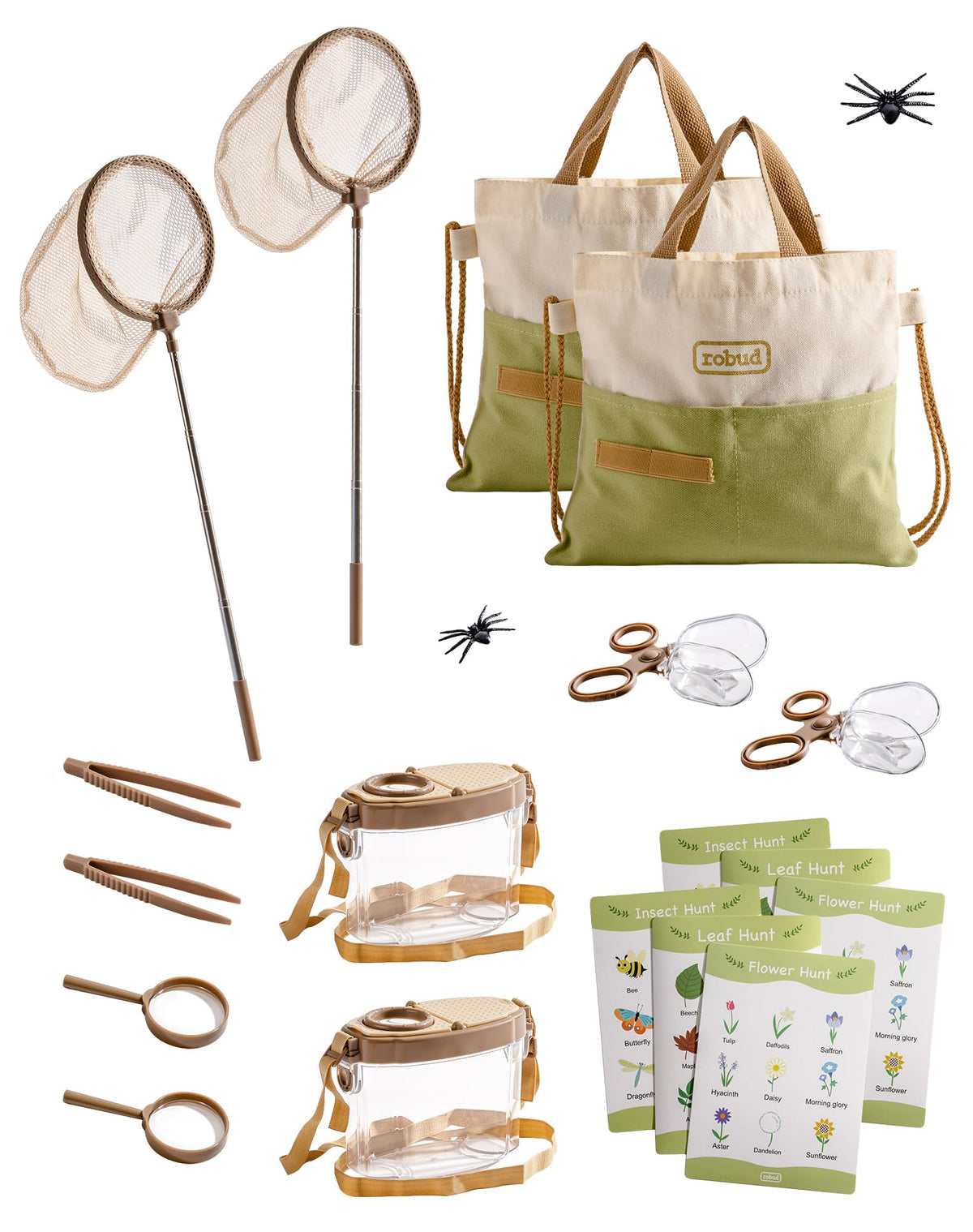 ROBUD Dual Kids Explorer Kit with bug catcher bags for cooperative outdoor play