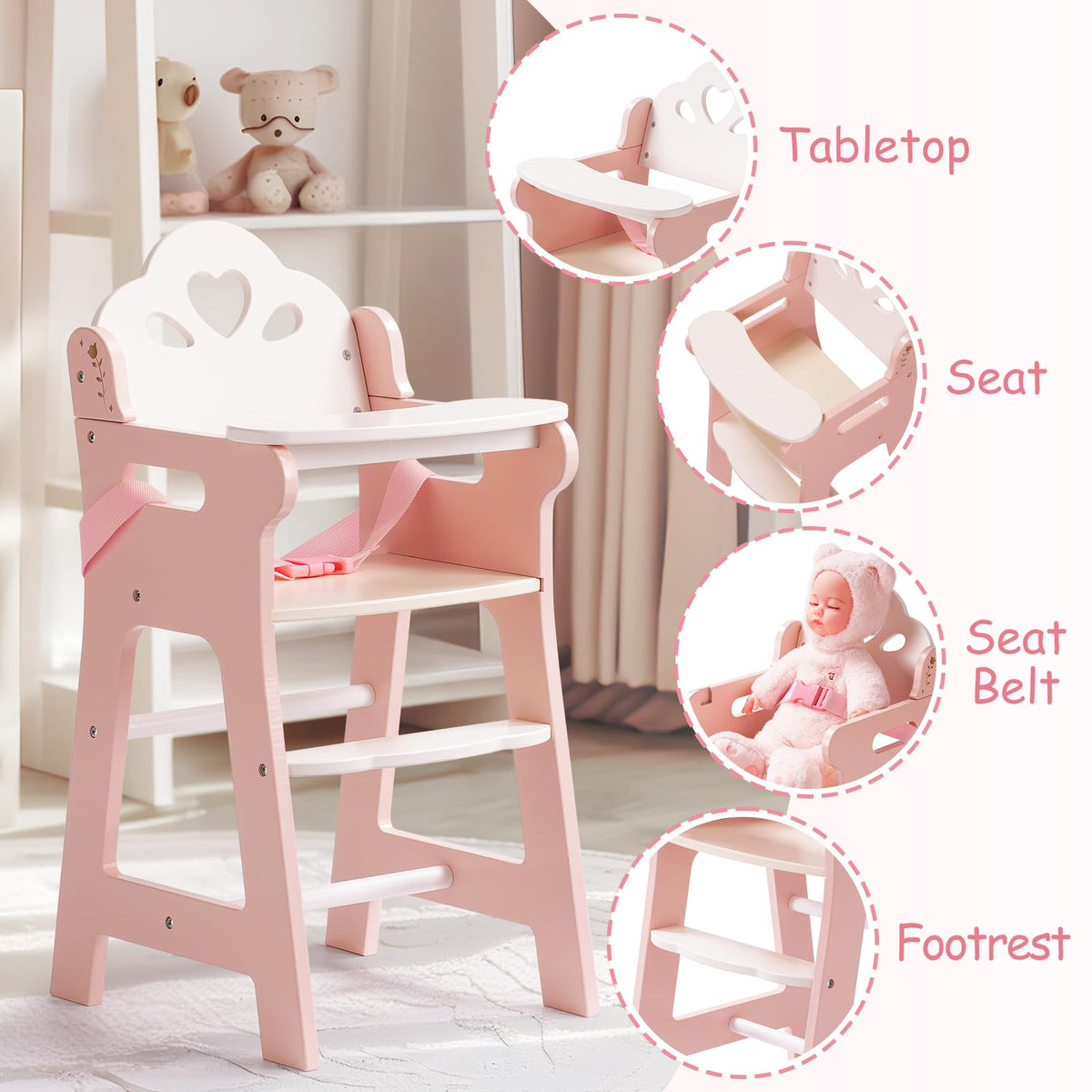 ROBUD easy-assembly doll chair, one-person setup saves playtime prep.
