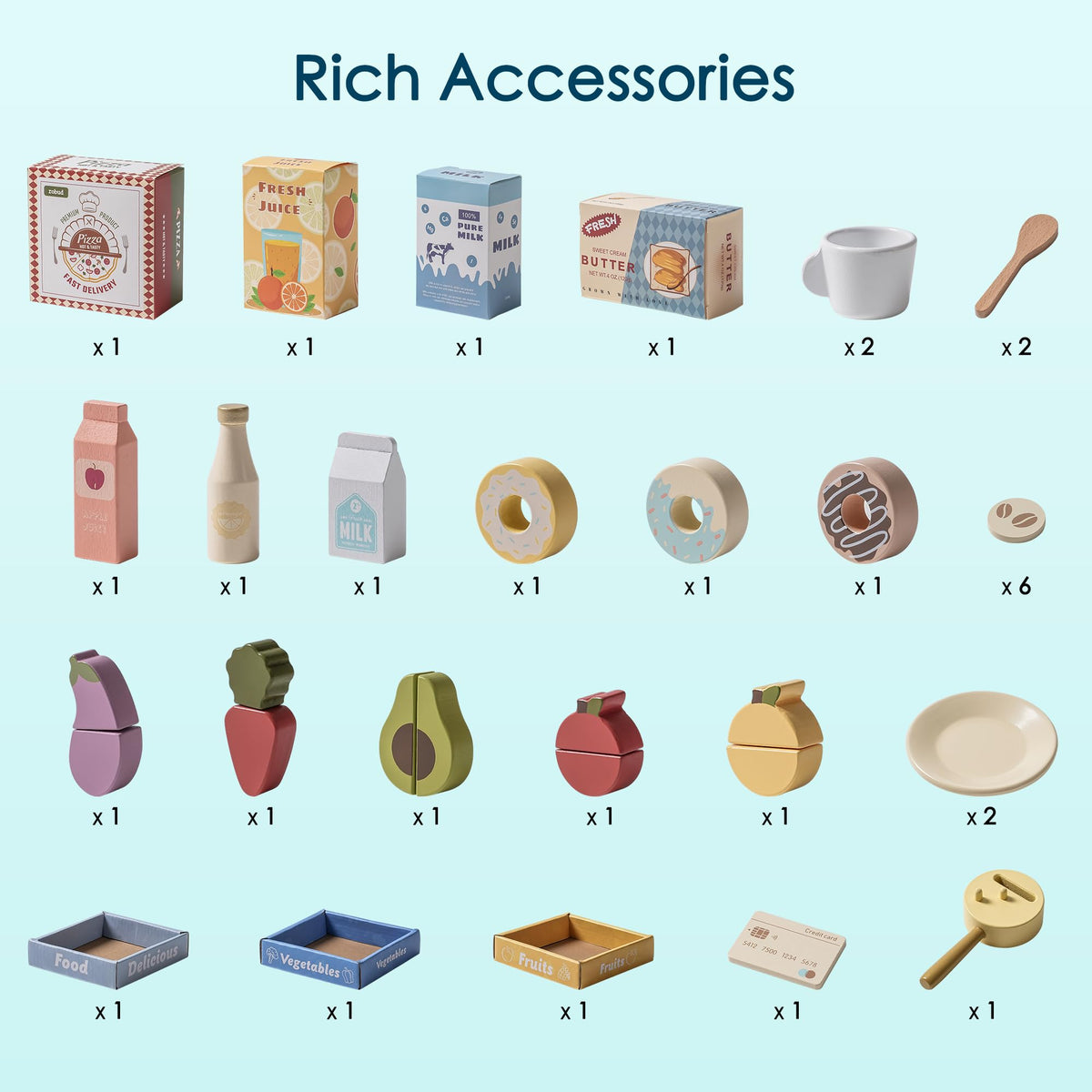 ROBUD grocery store playset clock teaches time during play