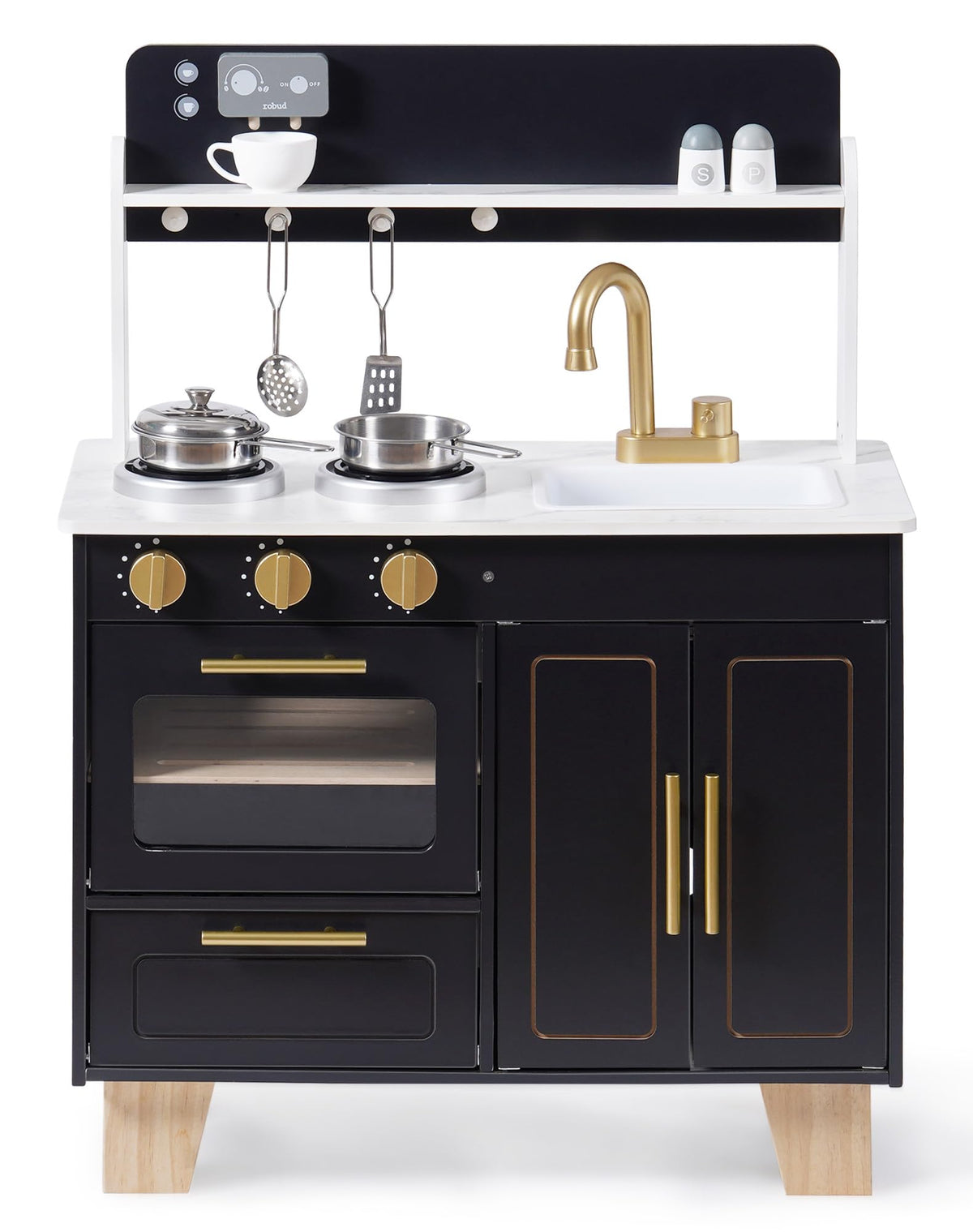 ROBUD kids enjoy imaginative play with a stylish marble-style kitchen set.