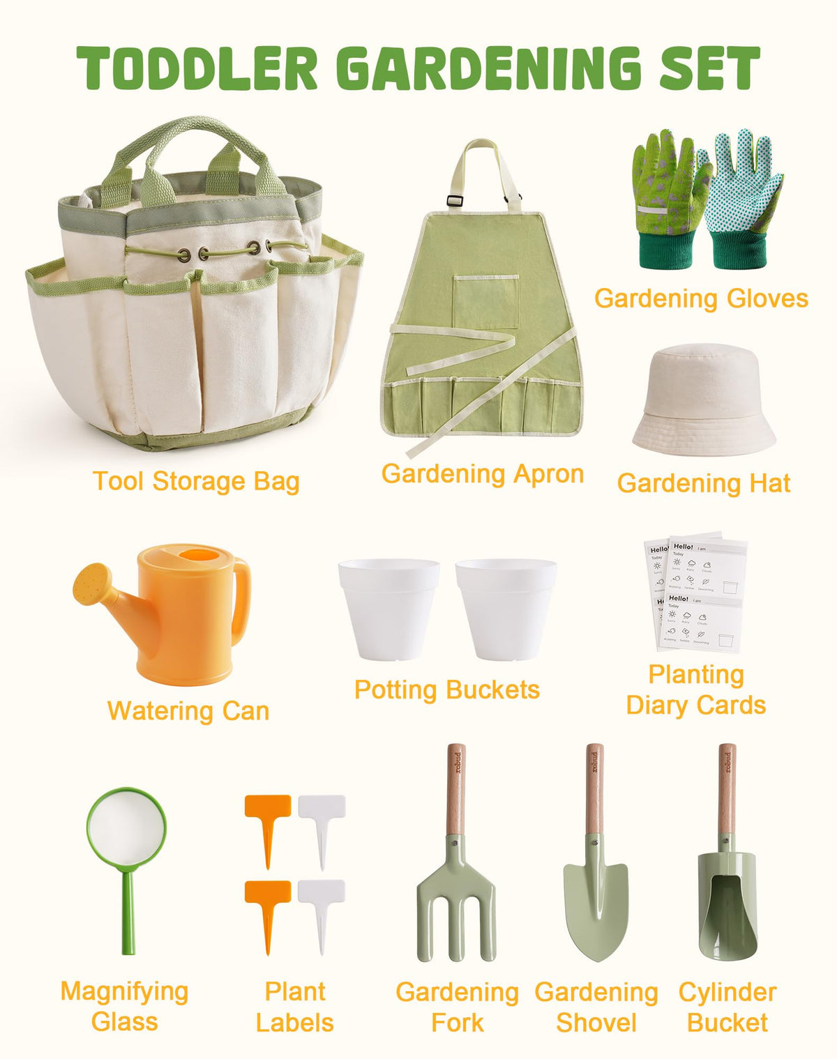 ROBUD Kid apron protects clothes during gardening adventures.