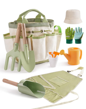 ROBUD Kid Gardening Set with tool storage bag for organized, mess-free play.