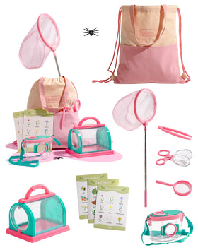ROBud Kids Explorer Kit pink bag in use, ideal for on-the-go outdoor learning