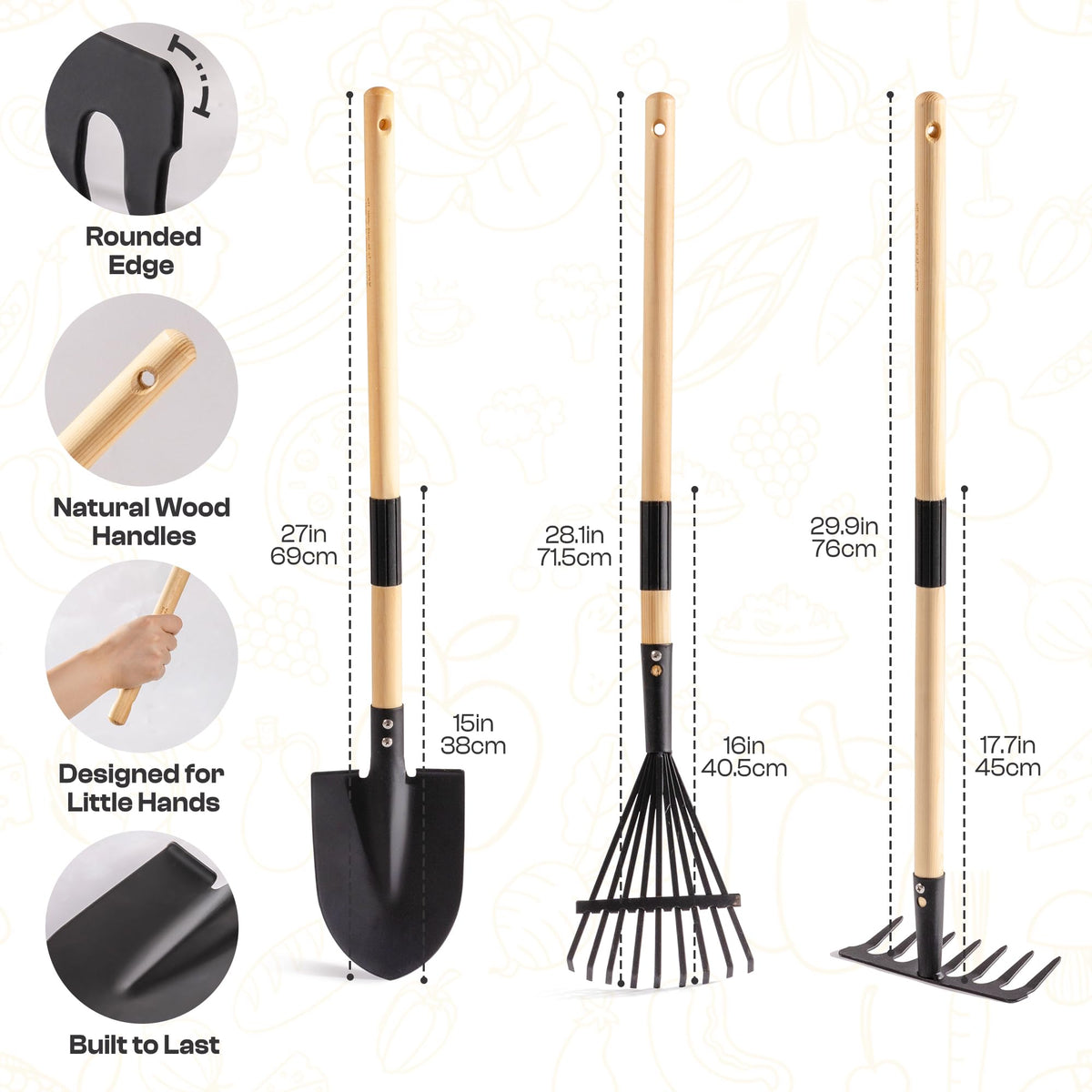 ROBUD kid's rake for tidy soil and motor skills