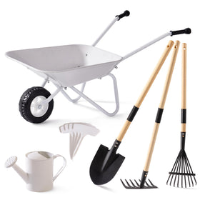 ROBUD Kids wheelbarrow gray for sturdy outdoor play and gardening tasks