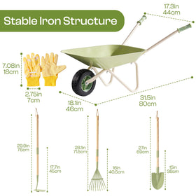 ROBUD Kids Wheelbarrow Set shovel for digging and garden tasks.