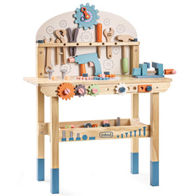 ROBUD large wooden play workbench top view for pretend play