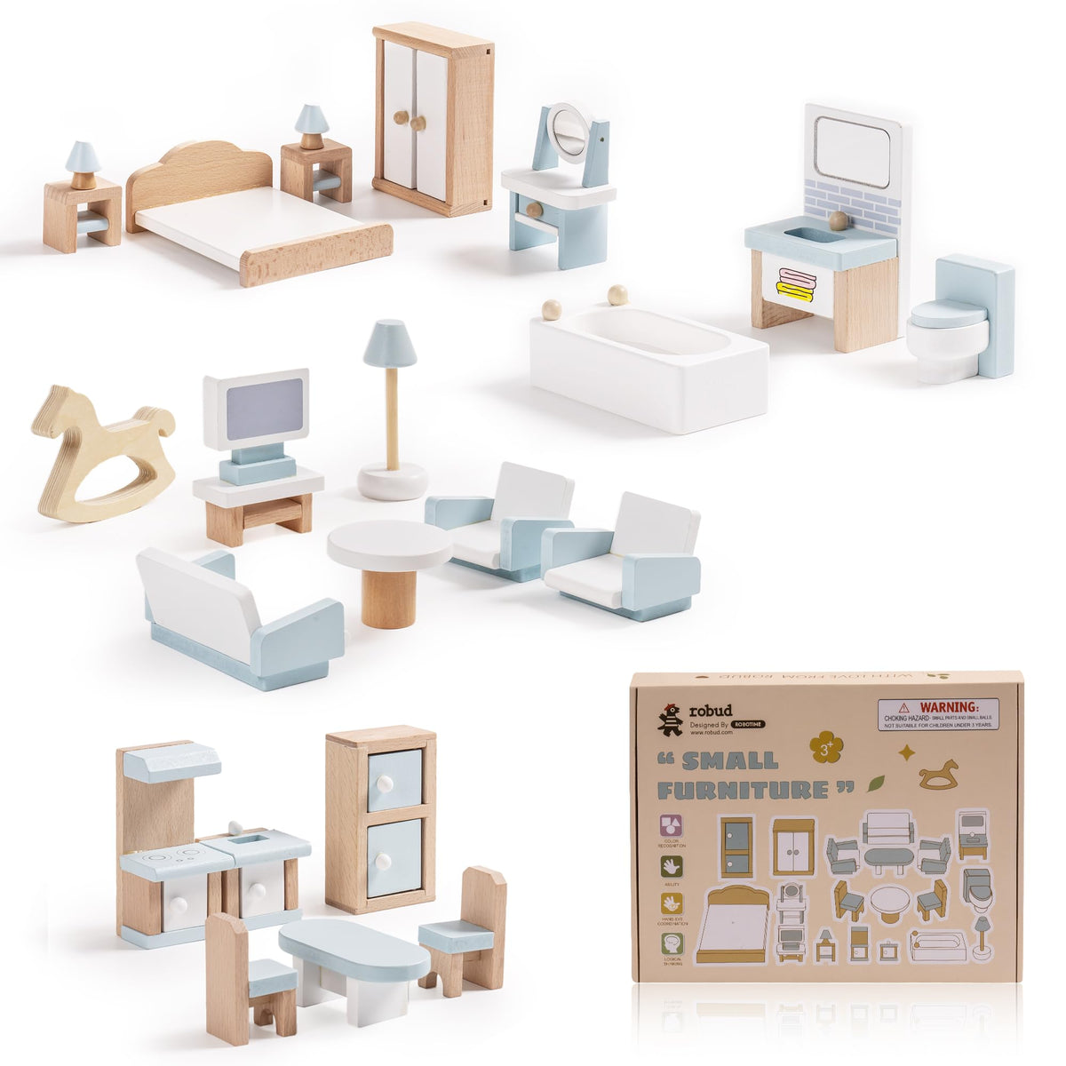 ROBUD living room furniture for dollhouses, enhances imaginative play.