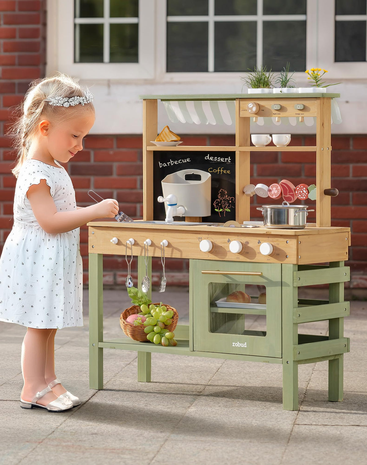 ROBUD Mud Kitchen for ages 3 plus promotes safe outdoor exploration.