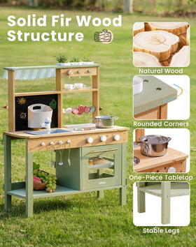 ROBUD Mud Kitchen backyard playset supports cooperative, imaginative activities.