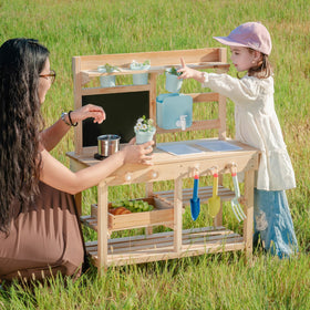 ROBUD Mud Kitchen solid wood construction offers durable outdoor performance