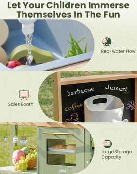 ROBUD Mud Kitchen garden sink to wash pretend veggies easily.