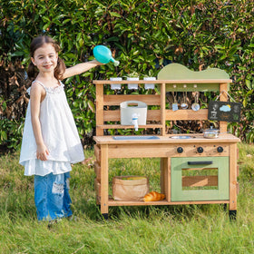 ROBUD mud kitchen oven view for durable outdoor play and pretend cooking