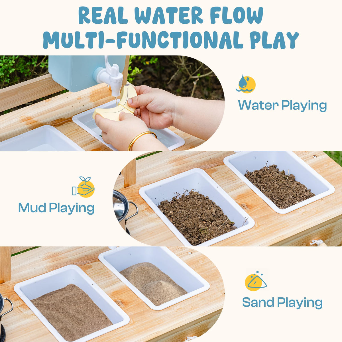 ROBUD Mud Kitchen planters and watering can support imaginative garden play
