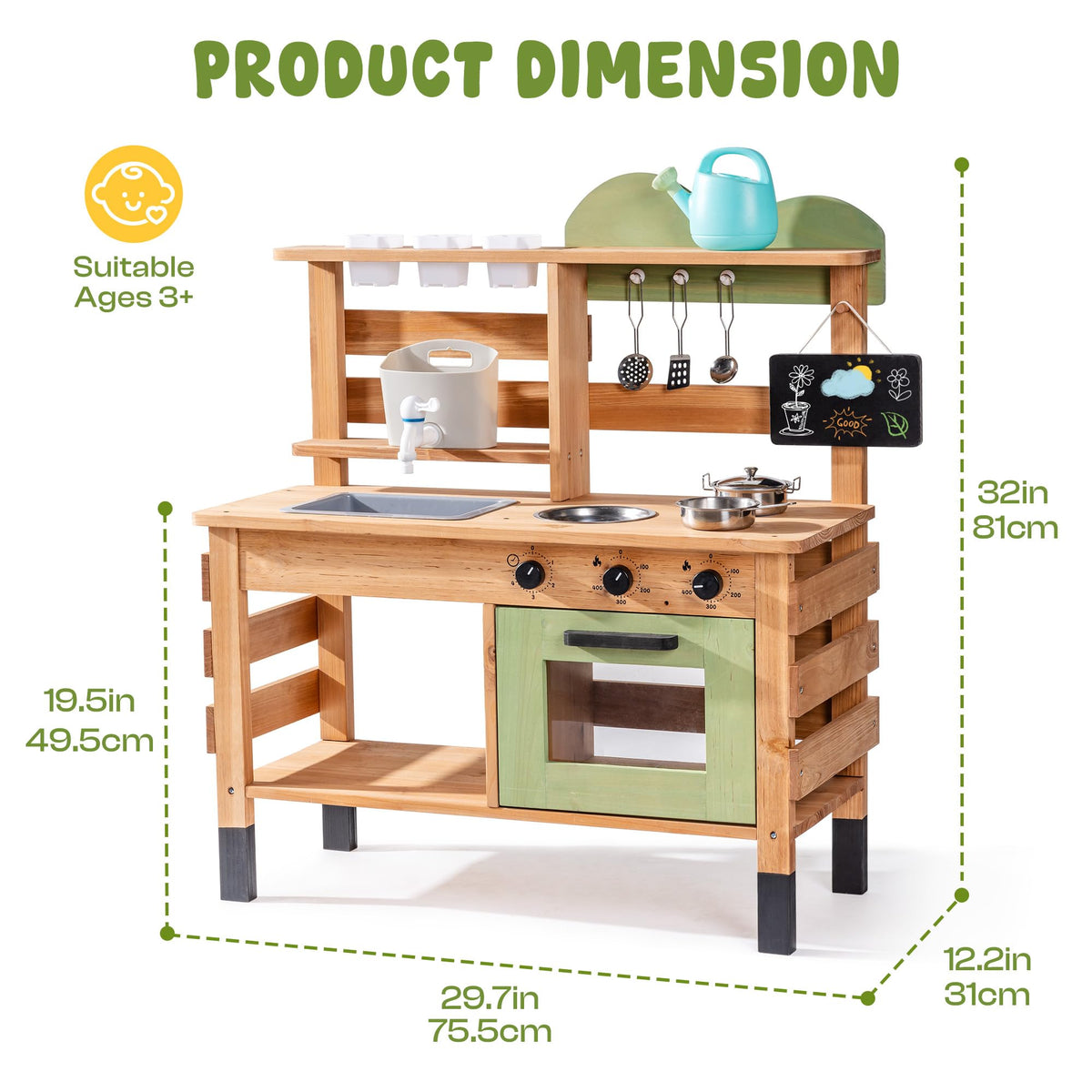 ROBUD mud kitchen removable sink with water tank for easy water play
