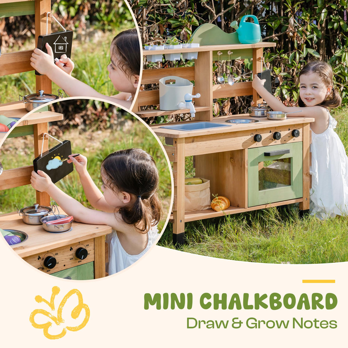 ROBUD wide tabletop of mud kitchen offering ample collaborative space