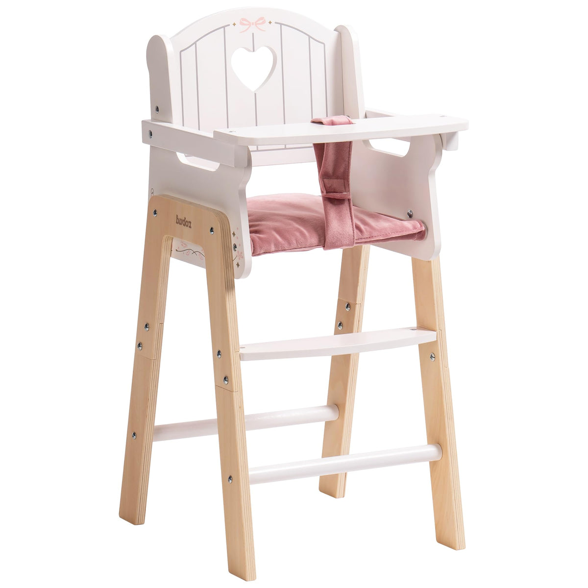 ROBUD Play High Chair wooden frame for safe pretend meals and nurturing play