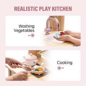 ROBUD Play Kitchen dishware and tea set, rich accessories for creative meals.