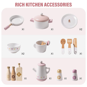 ROBUD Play Kitchen pot and pans with utensils, authentic cooking playset.
