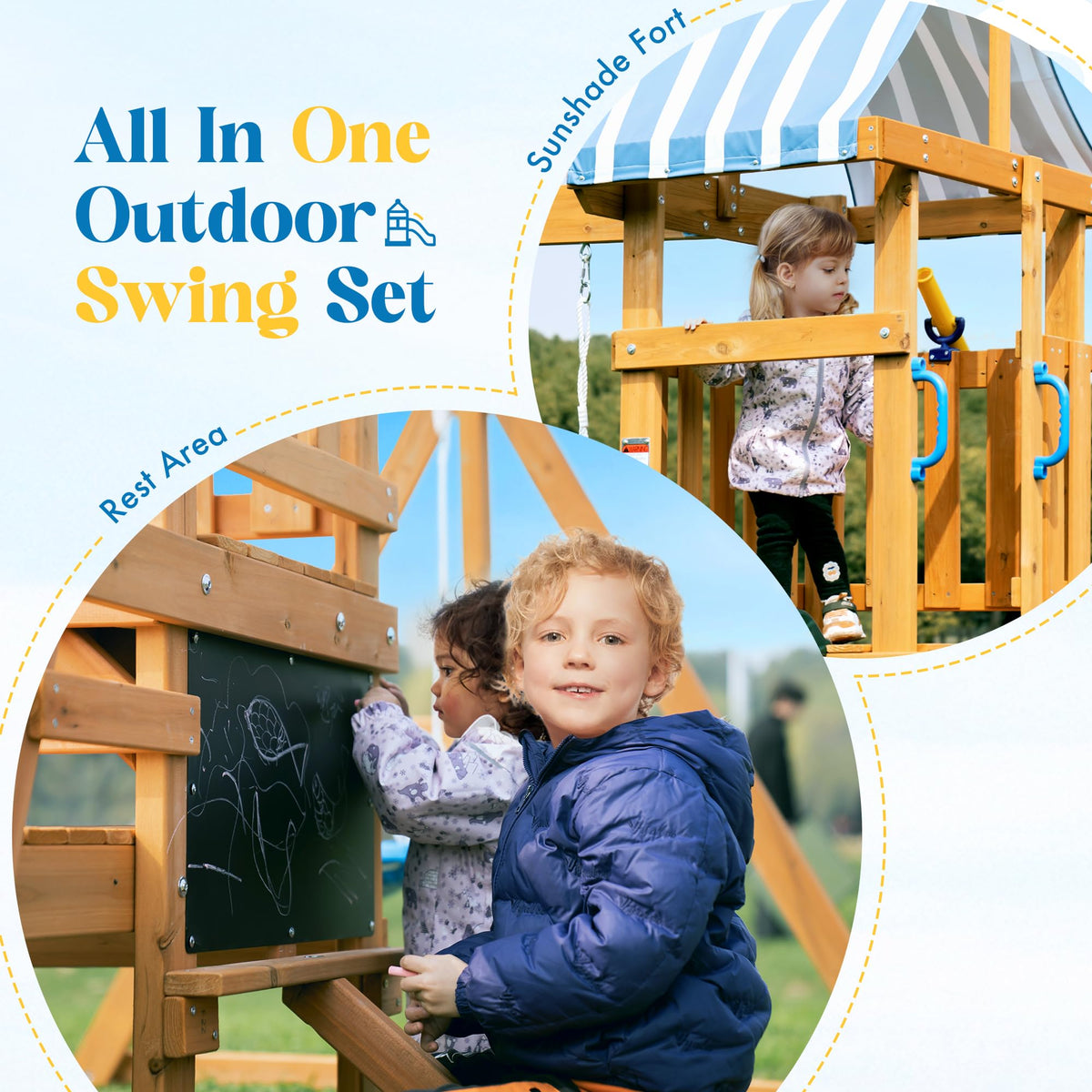 ROBUD swing set slide offers quick, exciting descents for kids.