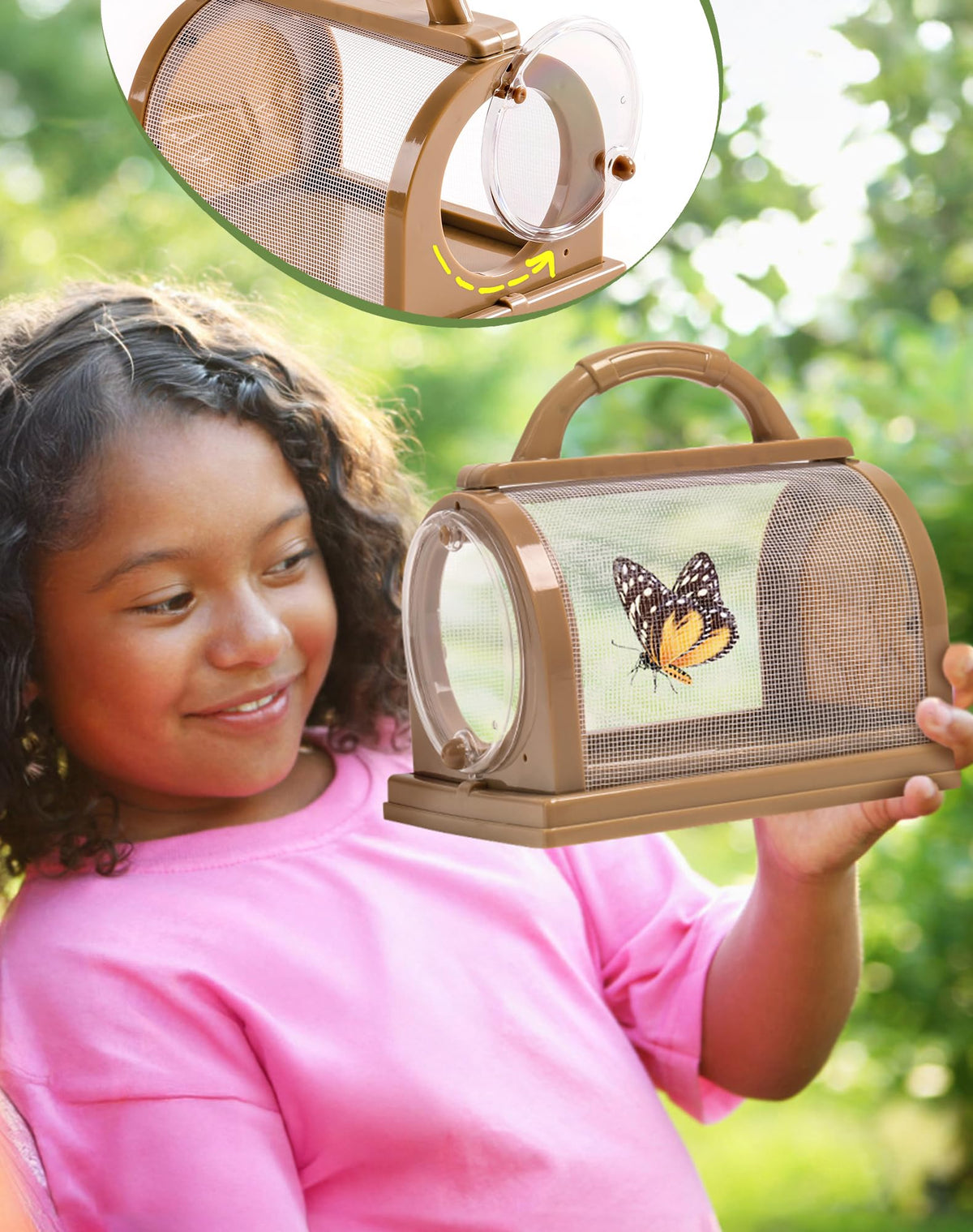 ROBUD telescopic net extends reach for catching insects outdoors.