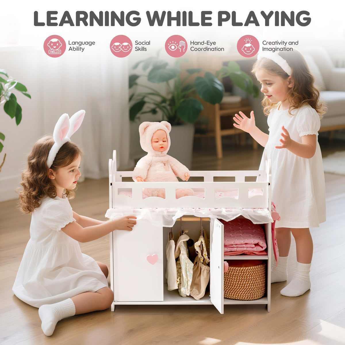 White and pink ROBUD colorway complements kids' rooms and nurseries.