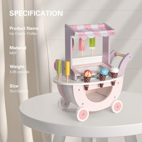 ROBUD wooden ice cream cart pink safety finish with rounded edges