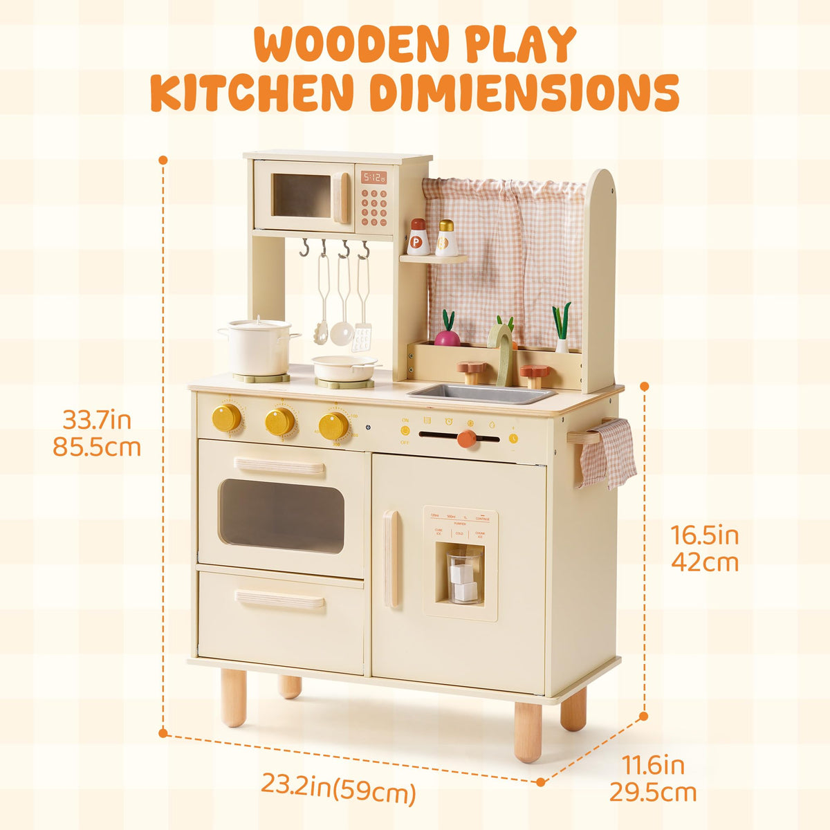 ROBUD wooden play kitchen accessories set for imaginative cooking play