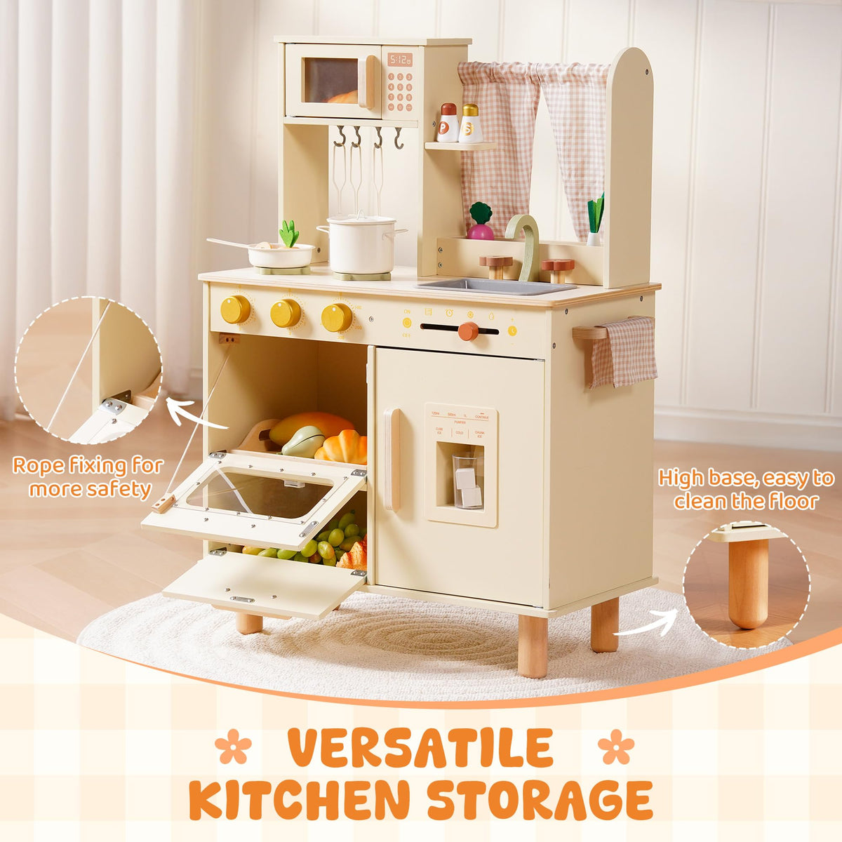 ROBUD wooden play kitchen chalkboard for menu ideas during role-play