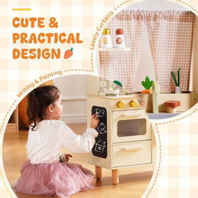 ROBUD wooden play kitchen hooks storage for organized playtime