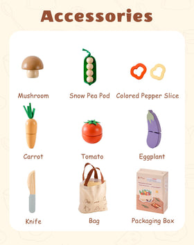 ROBUD wooden toy food mushroom for fine motor skill practice and pretend cooking.