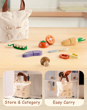 ROBUD wooden toy food tomato for color learning and pretend meals.