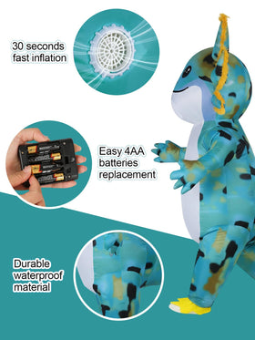 ROC PARTY axolotl costume showing the battery pack for extended play