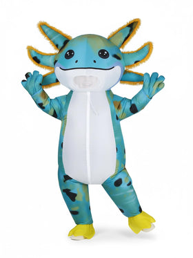 ROC PARTY axolotl costume with blower included for quick inflation