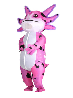 ROC PARTY axolotl costume blower powers rapid inflation for quick transitions.
