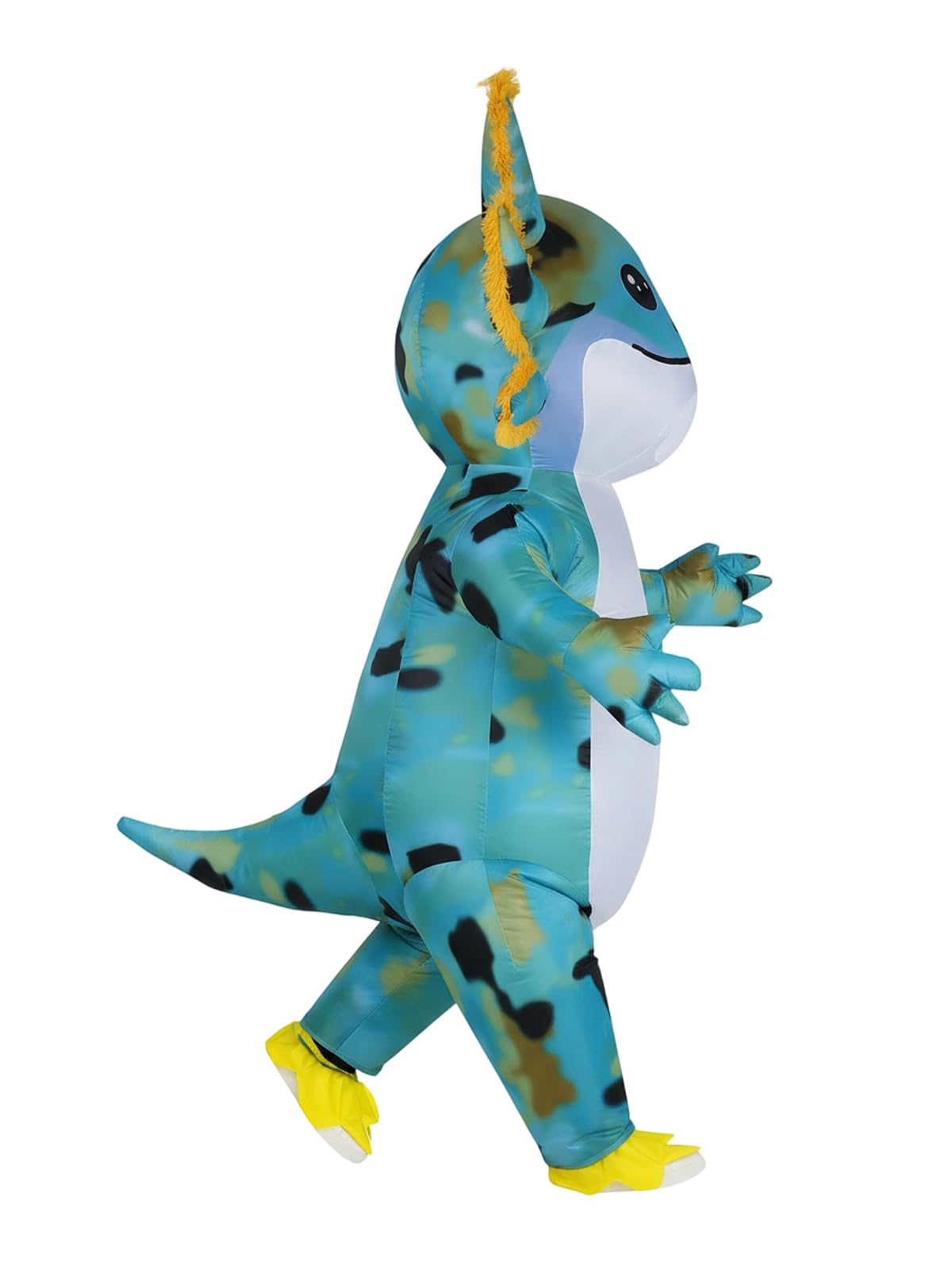ROC PARTY kid wearing inflatable axolotl at a party