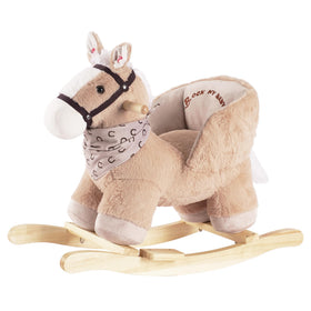 Rock My Baby caramel-seat rocking horse for cozy toddler rides.