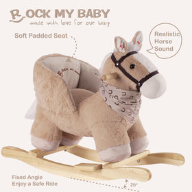 Rock My Baby child seated on ride-on horse enables movement exploration.