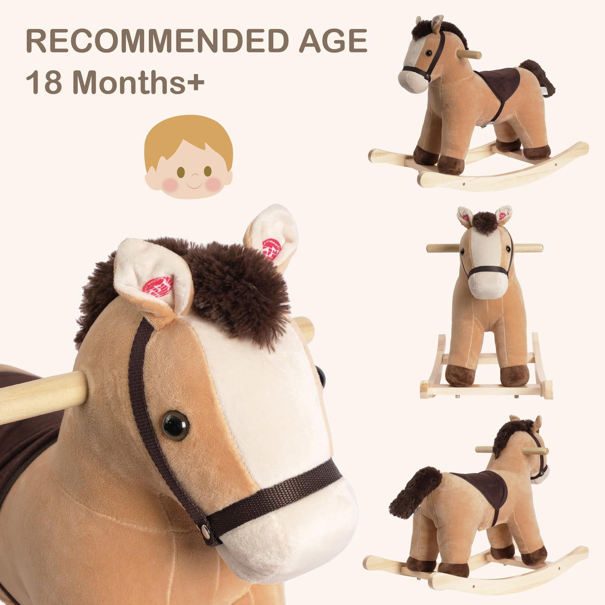 Rock My Baby Rocking Horse seat height designed for toddlers at 13.78 inches