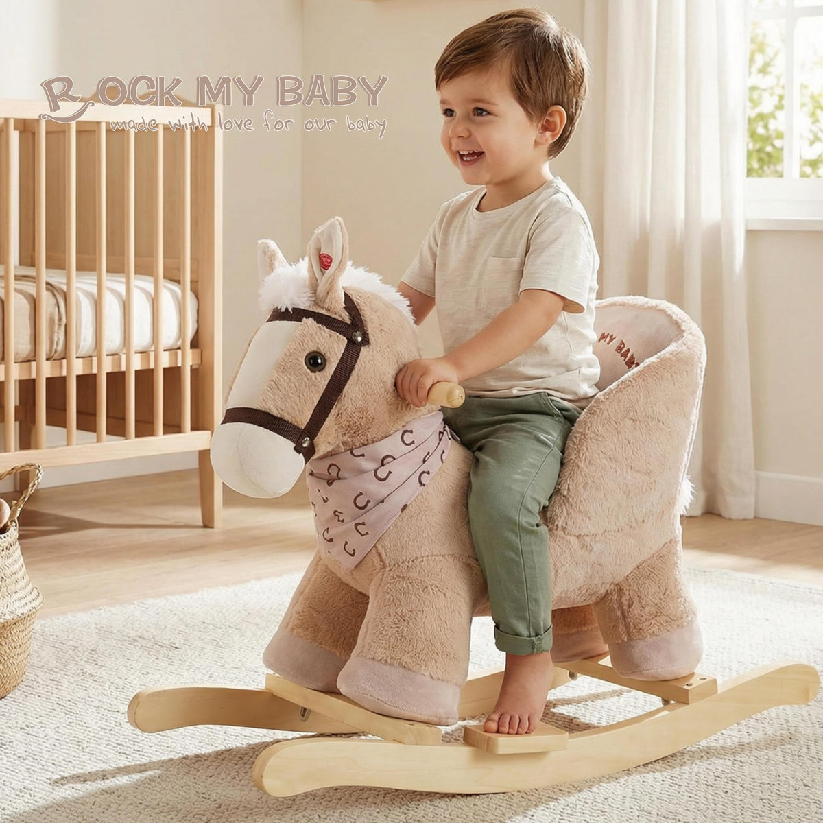 Rock My Baby plush body shows soft fabric for gentle play.