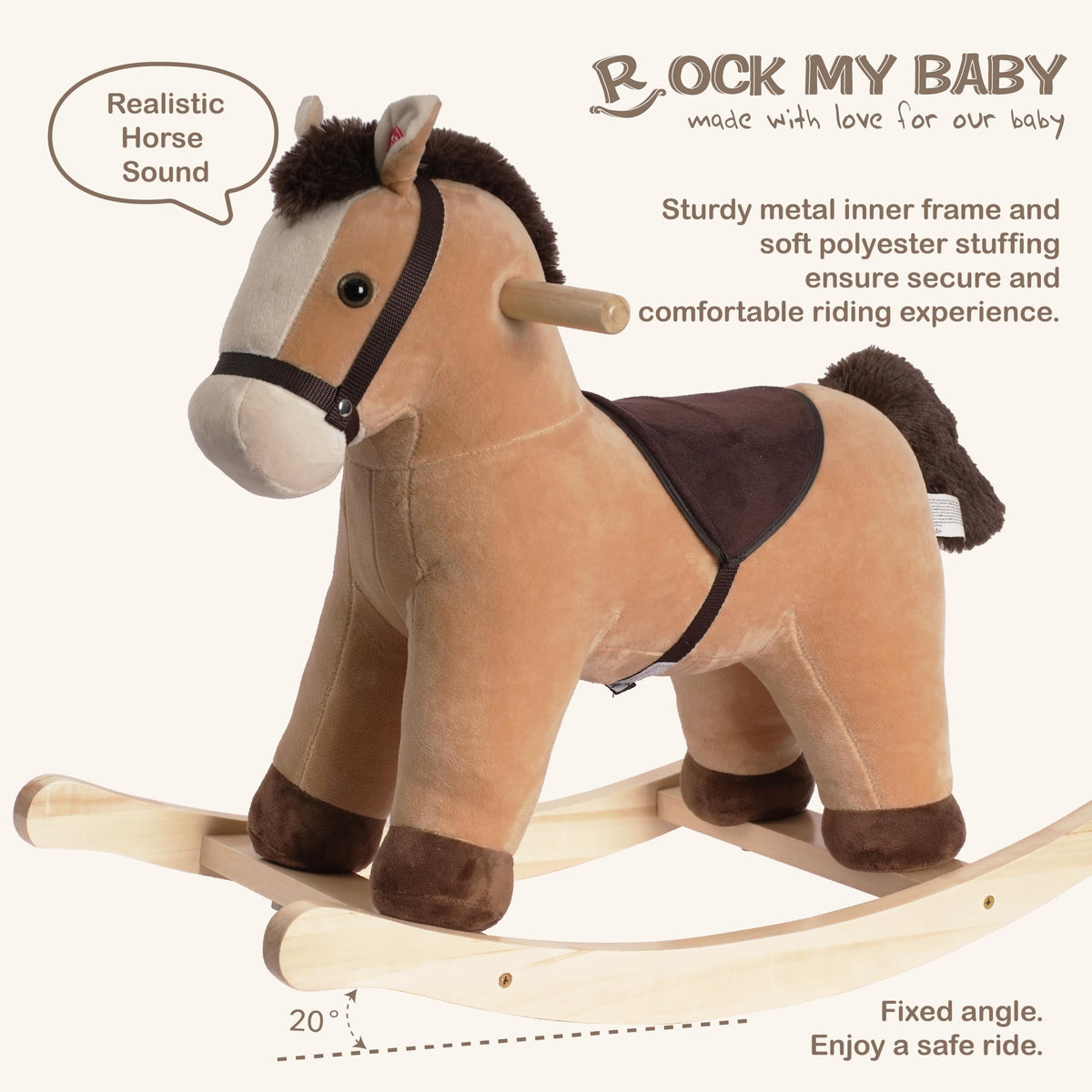 Rock My Baby Rocking Horse provides a soothing rocking motion for calm moments