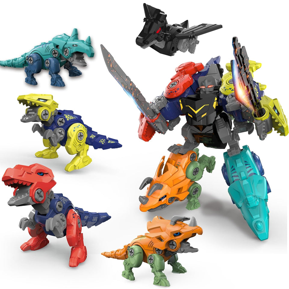 Rockclo dinosaur transform robot assembly aids hands-on learning