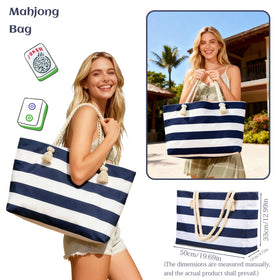 ROCKHUGO stripe-green mahjong tote for easy carrying of tiles, racks, and accessories.