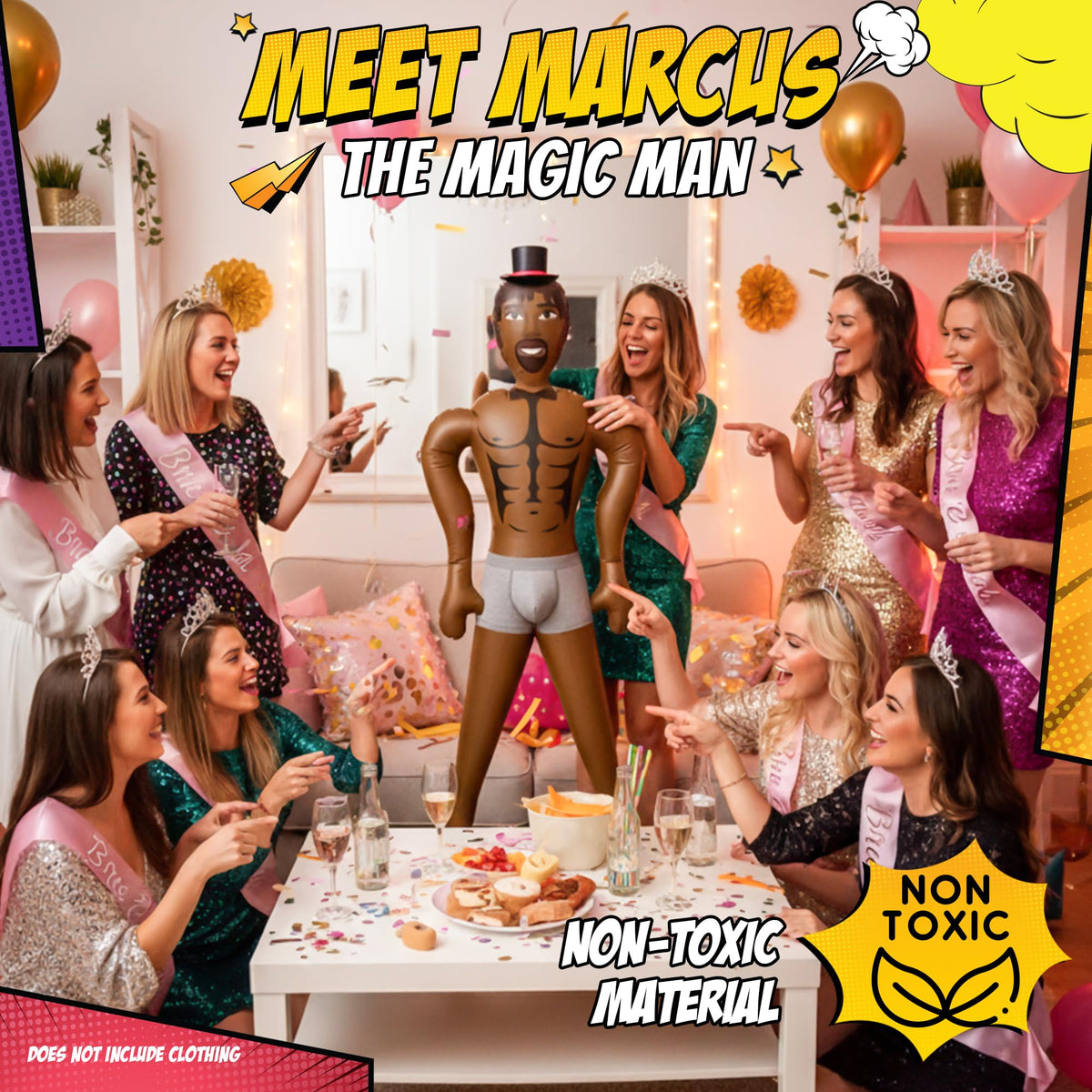 RODMONT bachelor party decor standee enhances group photos and mood.